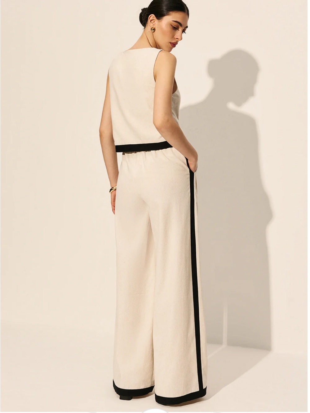 Commense Linen & Cotton Zipper Contrast Binding Pants Set Size XL NWT - Picture 7 of 12